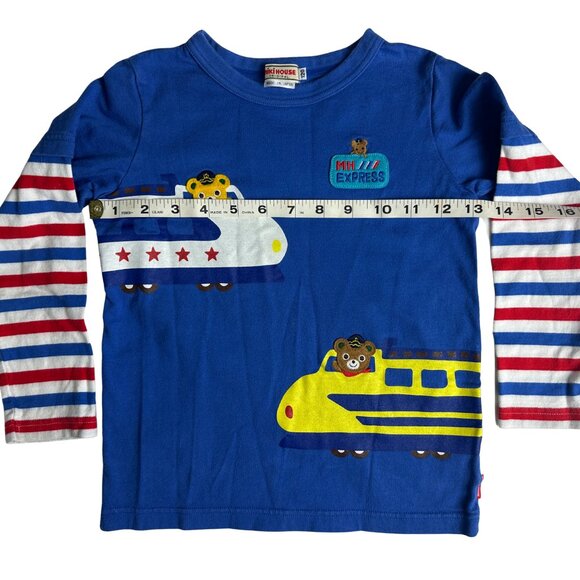 MIKI HOUSE Japan Train Tee Blue 5T - Picture 5 of 8